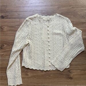 Sezane Gilet Noelie Cream Crochet Cardigan BNWT